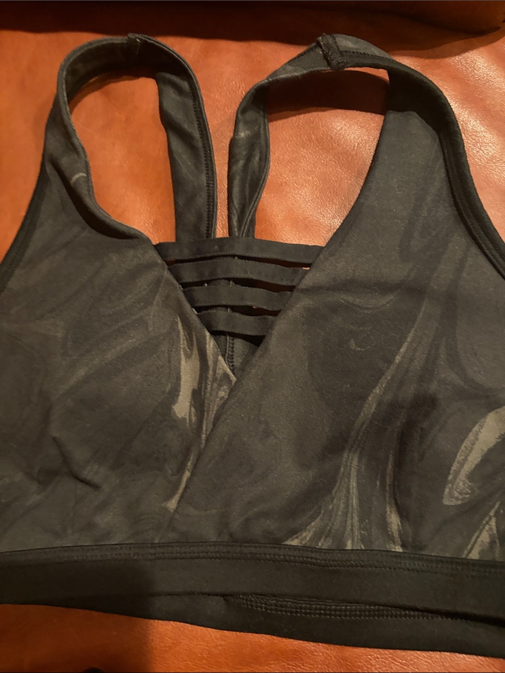 Abercrombie & Fitch Black Marble Print Sports Bra and XL Leggings Set L Top - Picture 4 of 6
